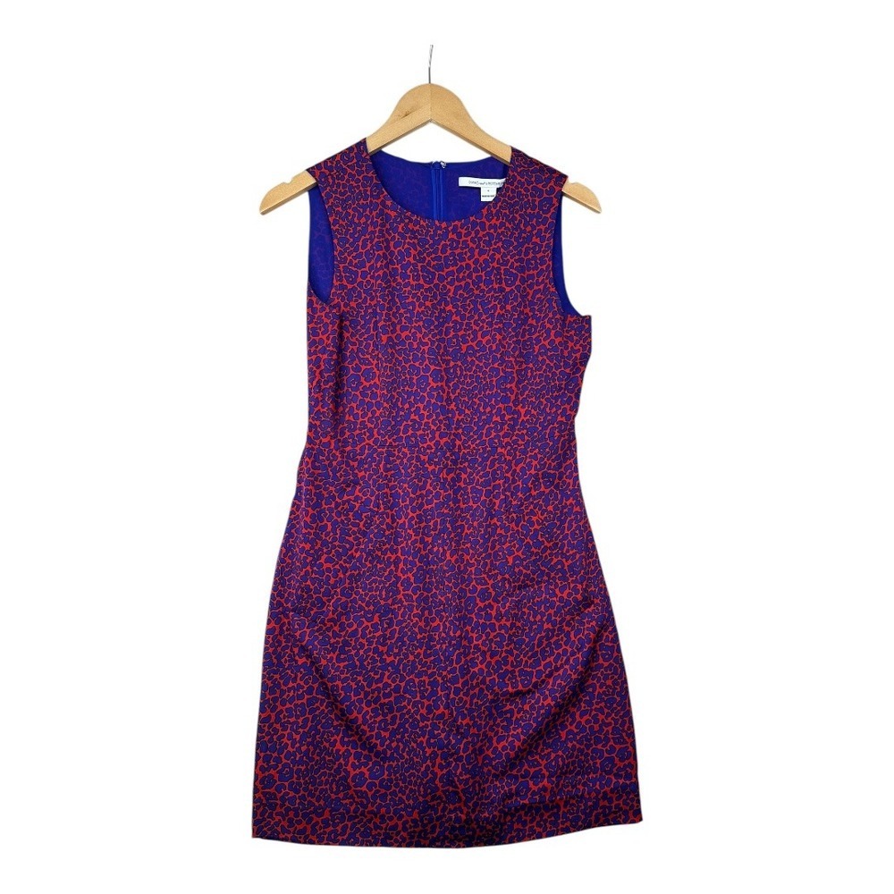 Diane Von Furstenberg Carpreena Mini Silk Blend Animal Print Mini Dress sz 4